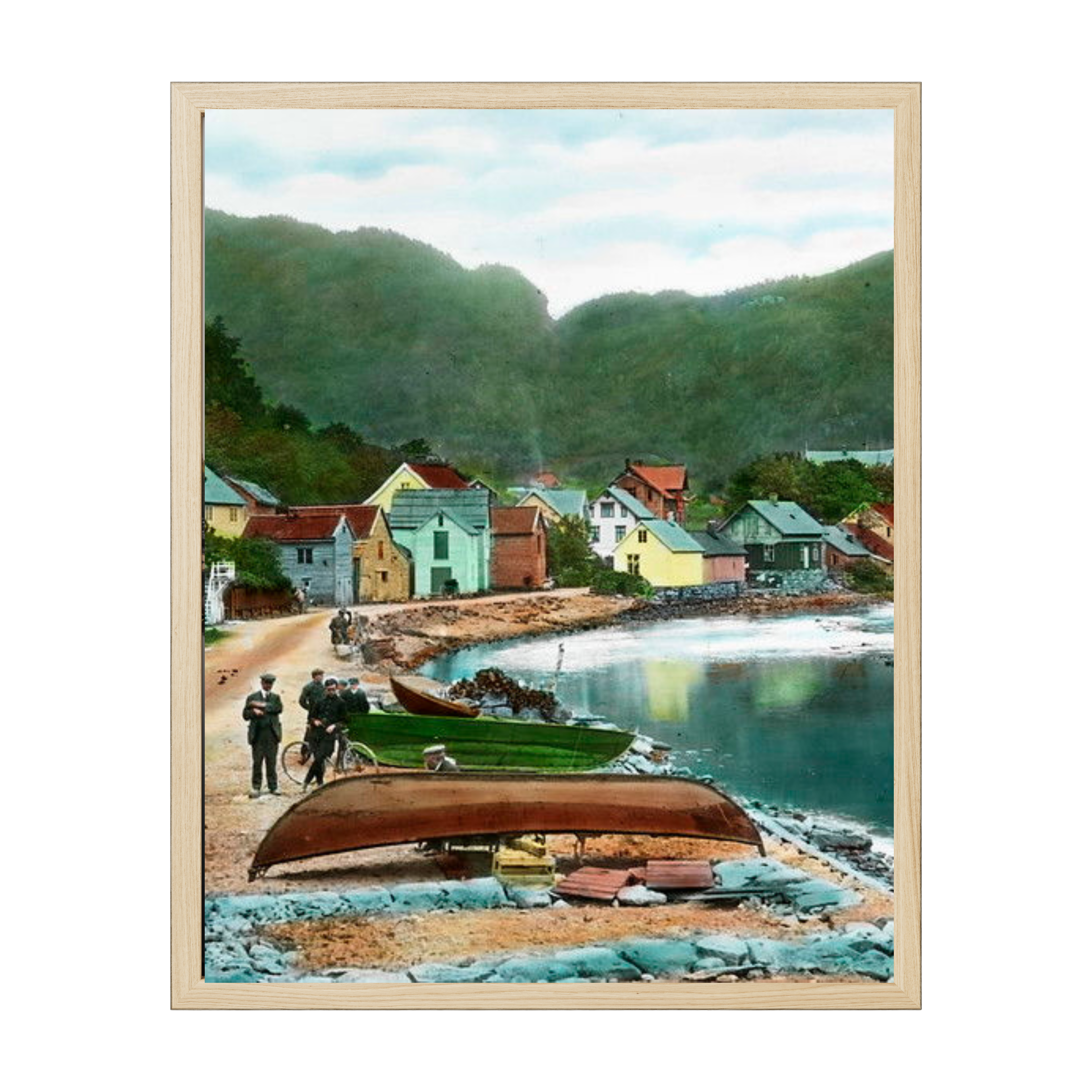 Vintage Scandinavian photography print of Granvin, Norway in 1910, historic Nordic landscape with timeless rustic charm.