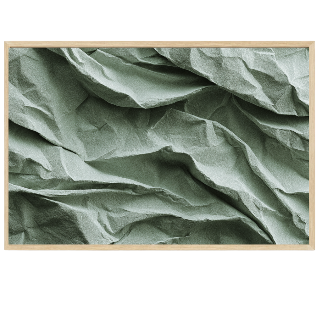 Japandi abstract print with playful crumpled-texture shapes in muted neutral tones, minimalist wall art for modern tranquil homes.