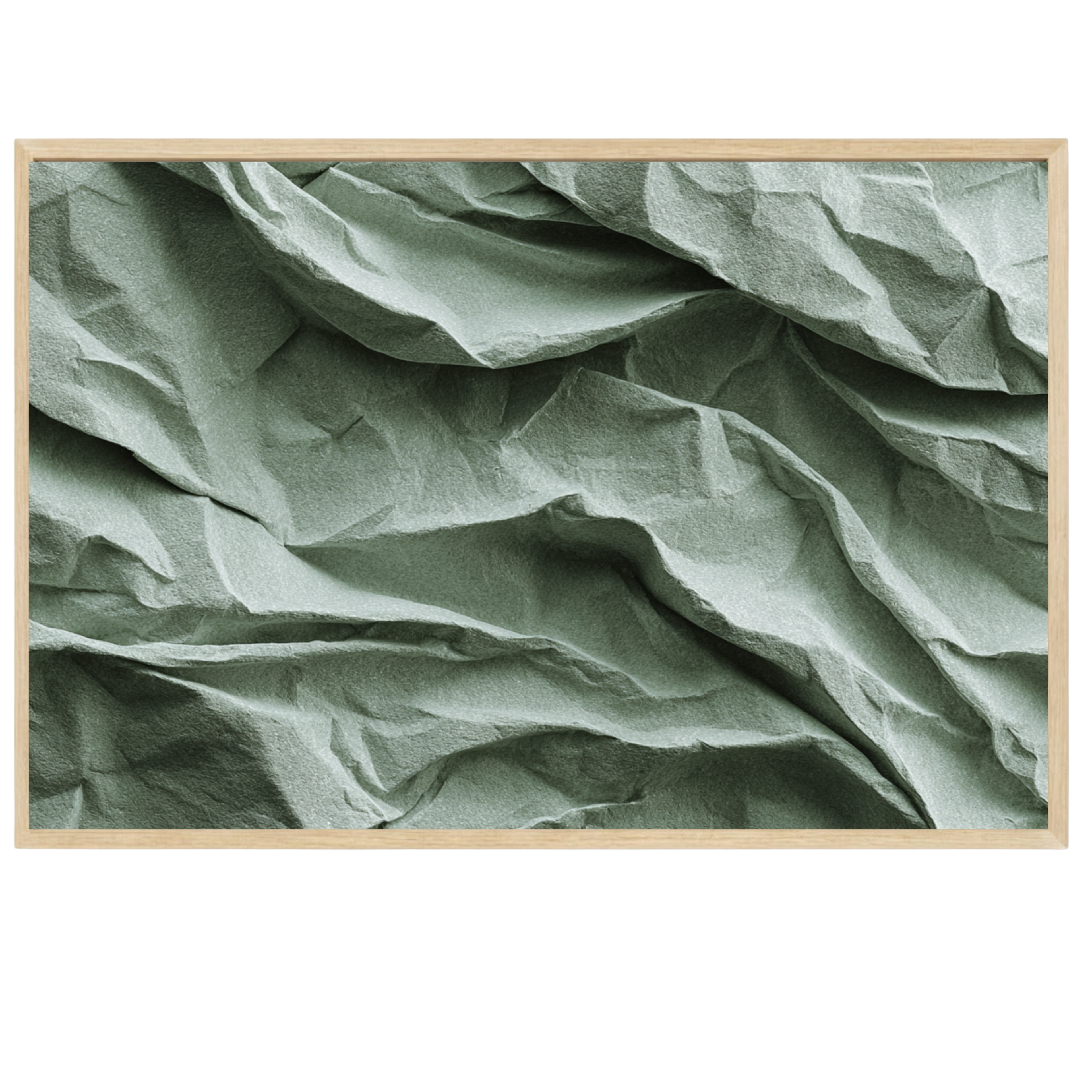 Japandi abstract print with playful crumpled-texture shapes in muted neutral tones, minimalist wall art for modern tranquil homes.