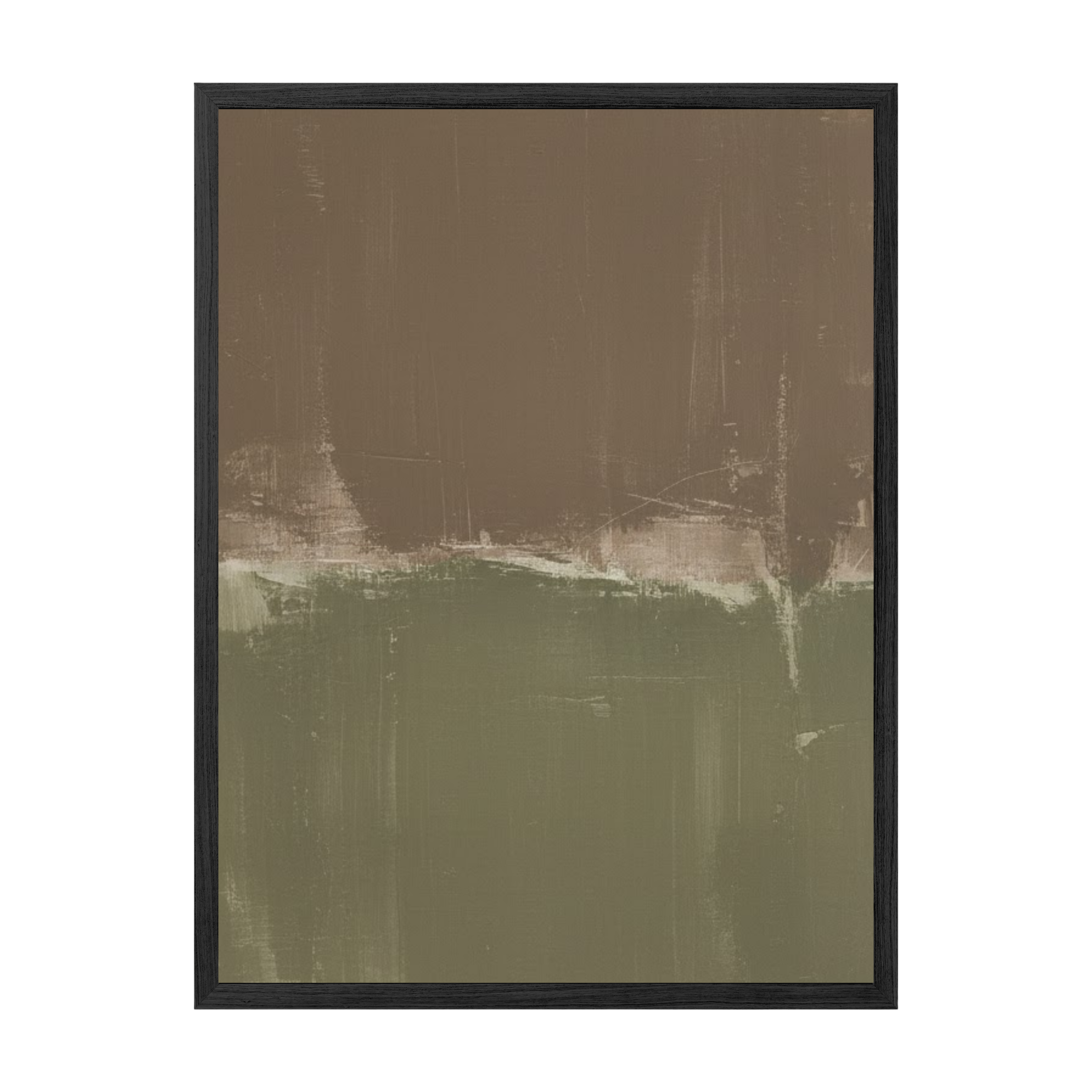 Abstract art print with brown and green colors on a white background