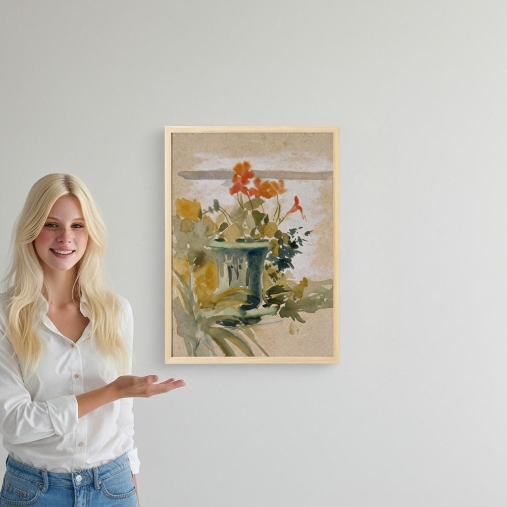 Botanical Art Print | Vintage Scandinavian | Pelargoniums on the Terrace (18" x 24")