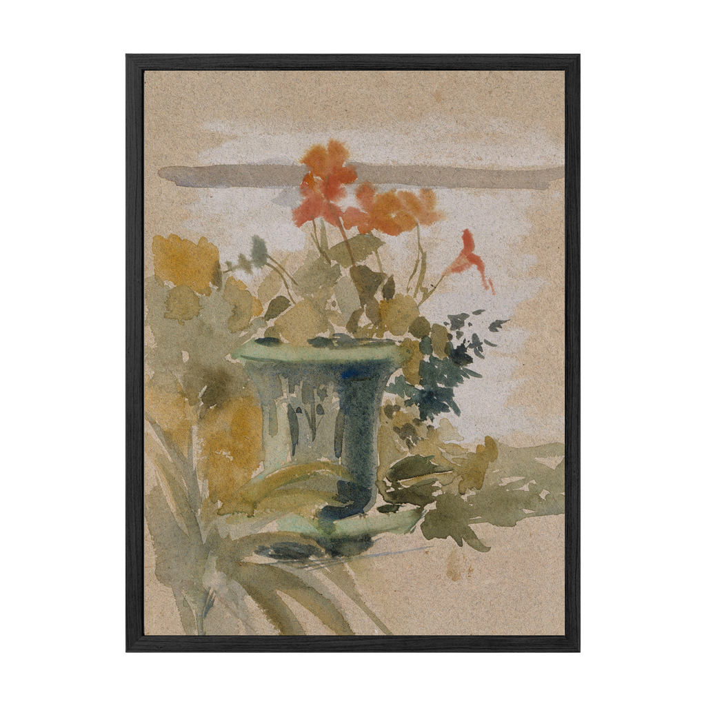 Botanical Art Print | Vintage Scandinavian | Pelargoniums on the Terrace (18" x 24")