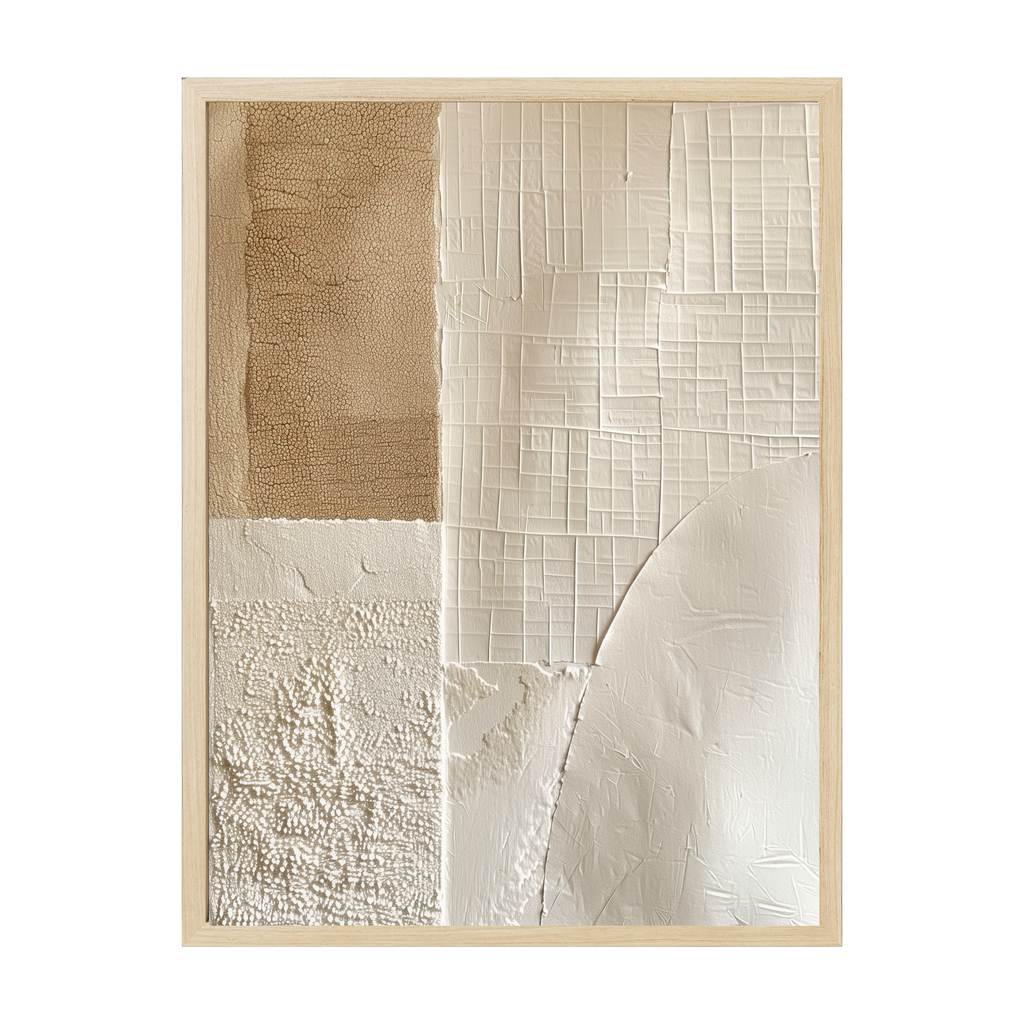 Minimalist Scandi abstract art print with soft neutral shapes symbolizing stillness and calm, serene modern décor for peaceful spaces.