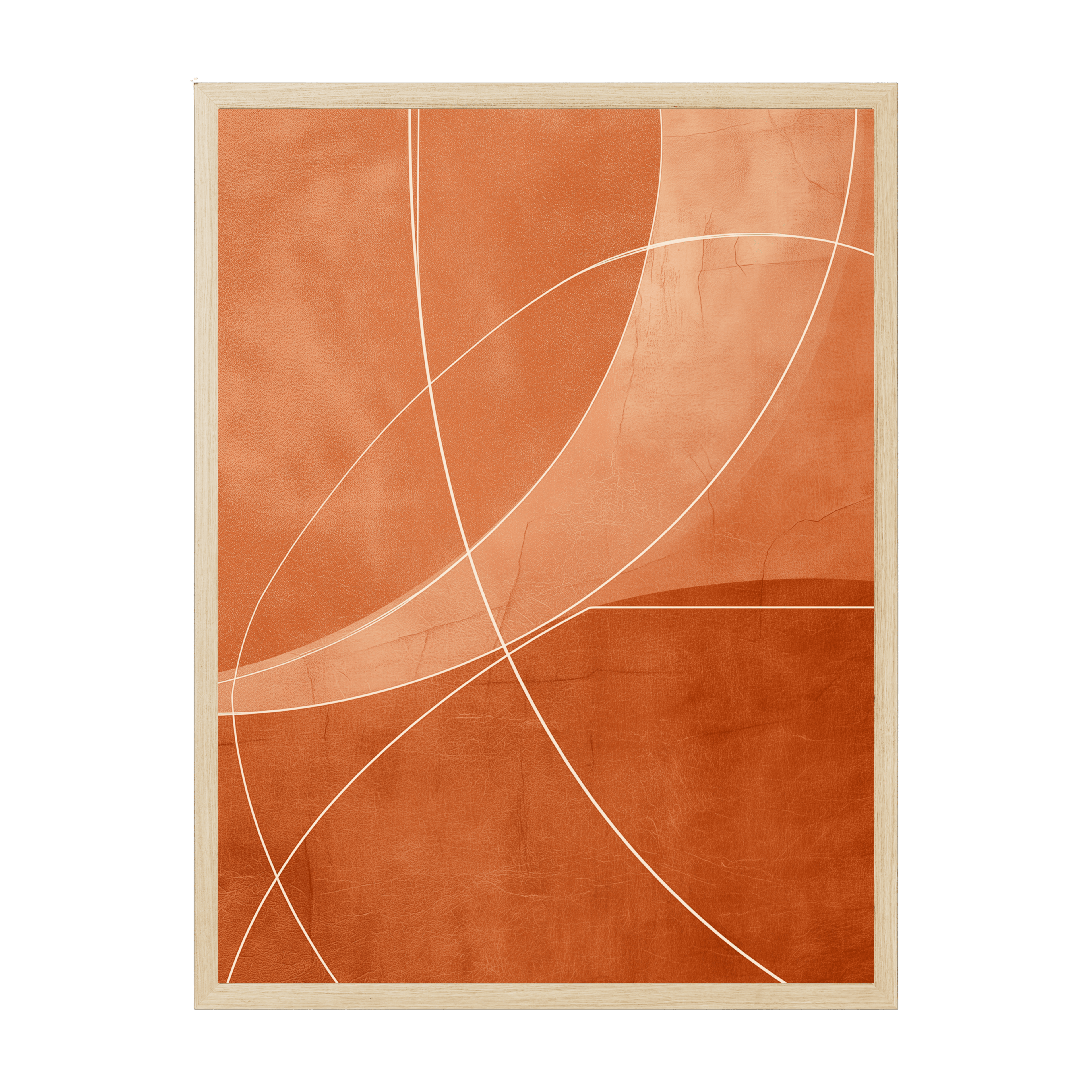 Japandi abstract art featuring warm terracotta shapes and soft organic textures, minimalist earthy wall art for serene interiors.