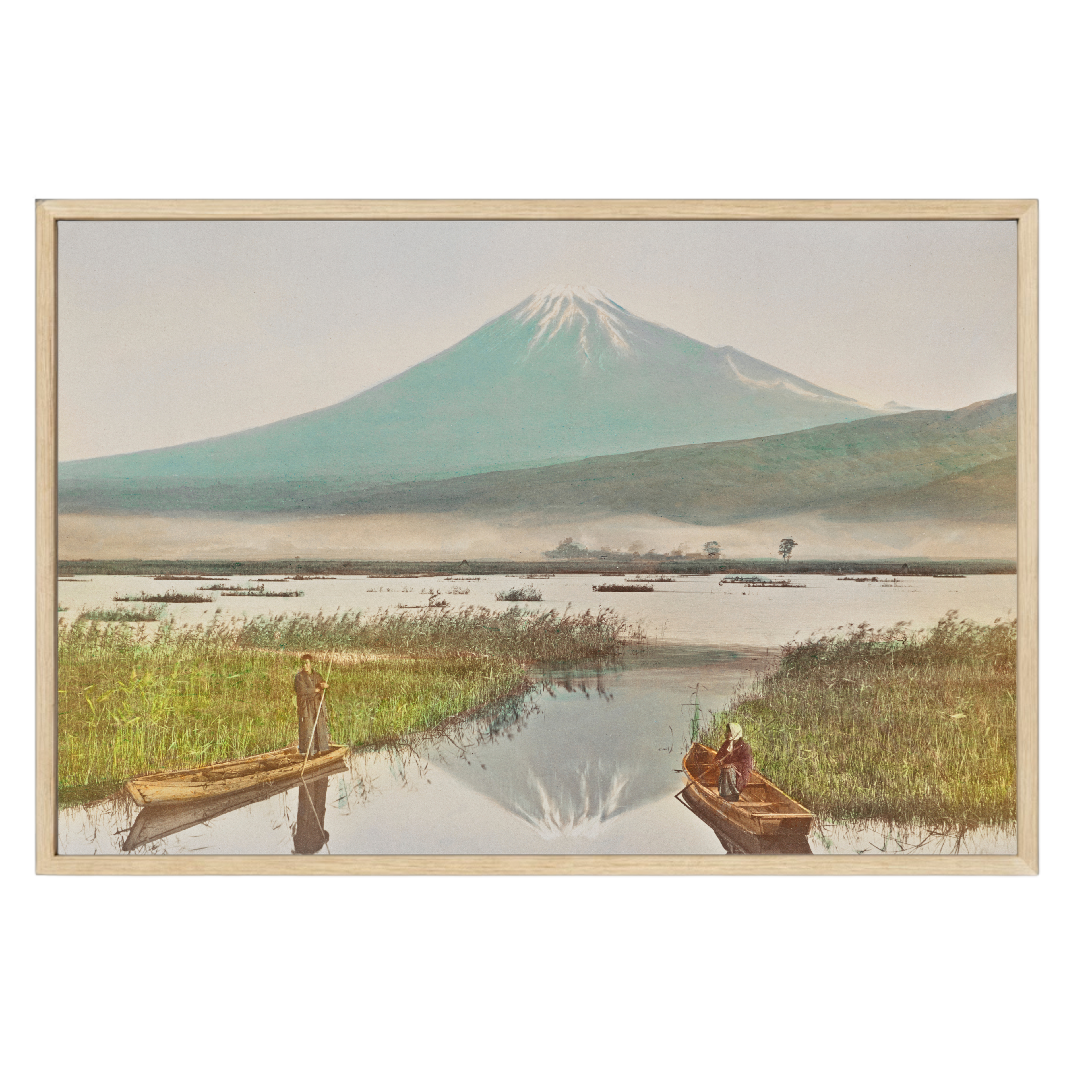 Vintage Japanese photography art print of Mt. Fuji as seen from Kashiwabara, classic landscape view with historical, serene detail.
