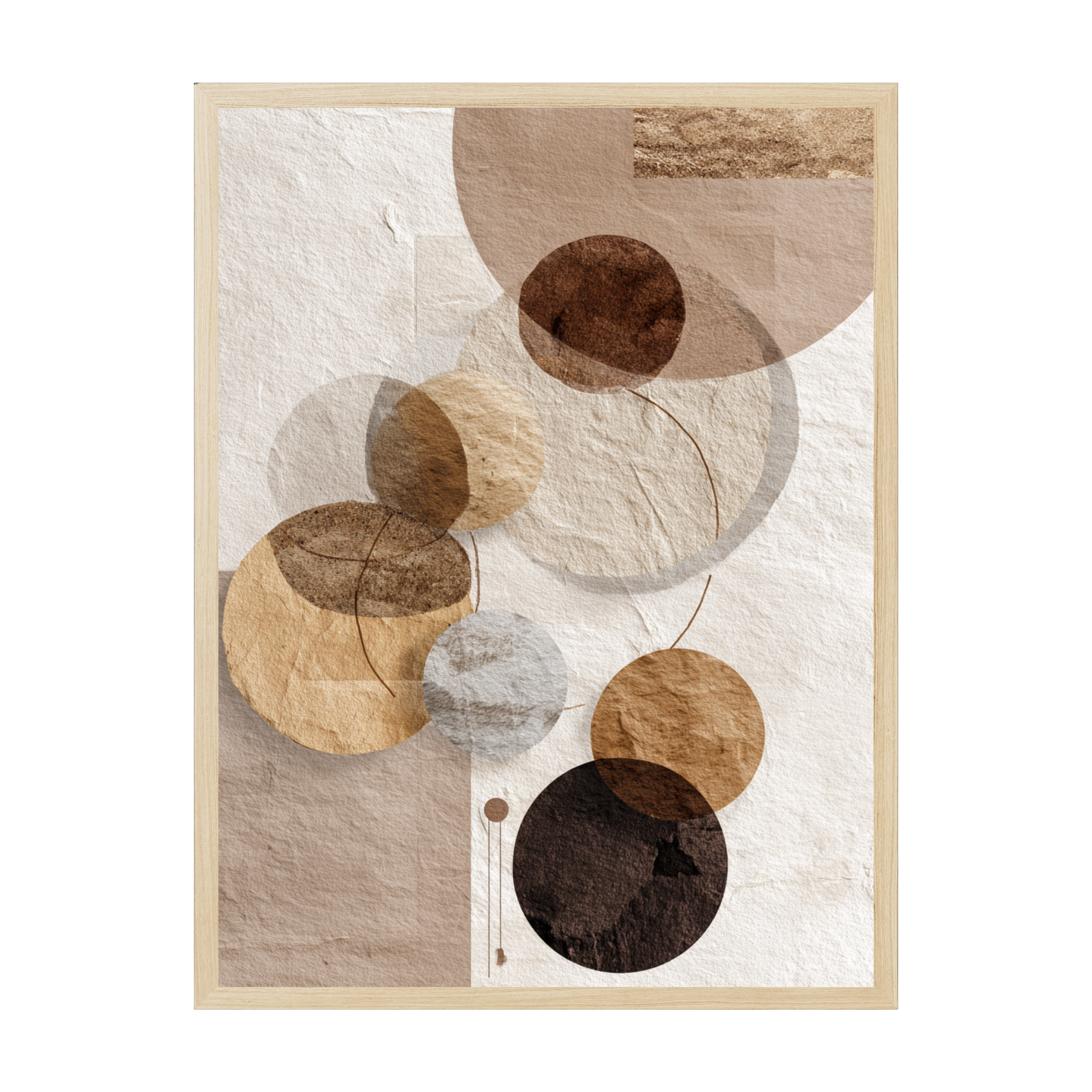 Scandi abstract art print with structured yet flowing shapes representing calm chaos, soft neutrals for modern minimalist wall art.