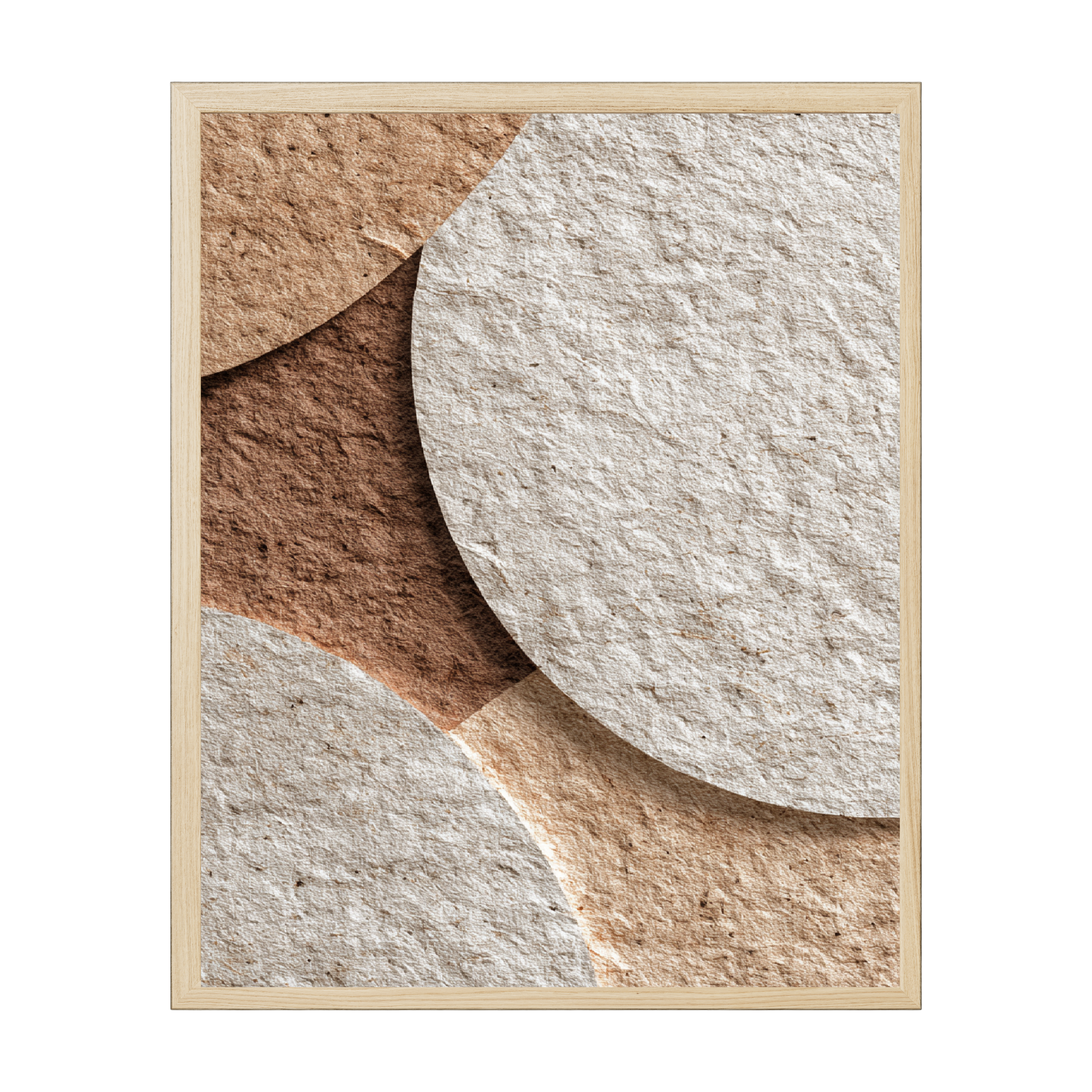 Scandi abstract art print featuring layered calming circles in soft neutral hues, modern minimalist geometric artwork for serene interiors.