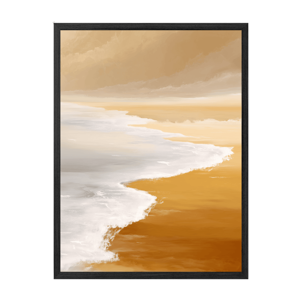 Framed abstract artwork with a gradient of beige, brown, and white.
