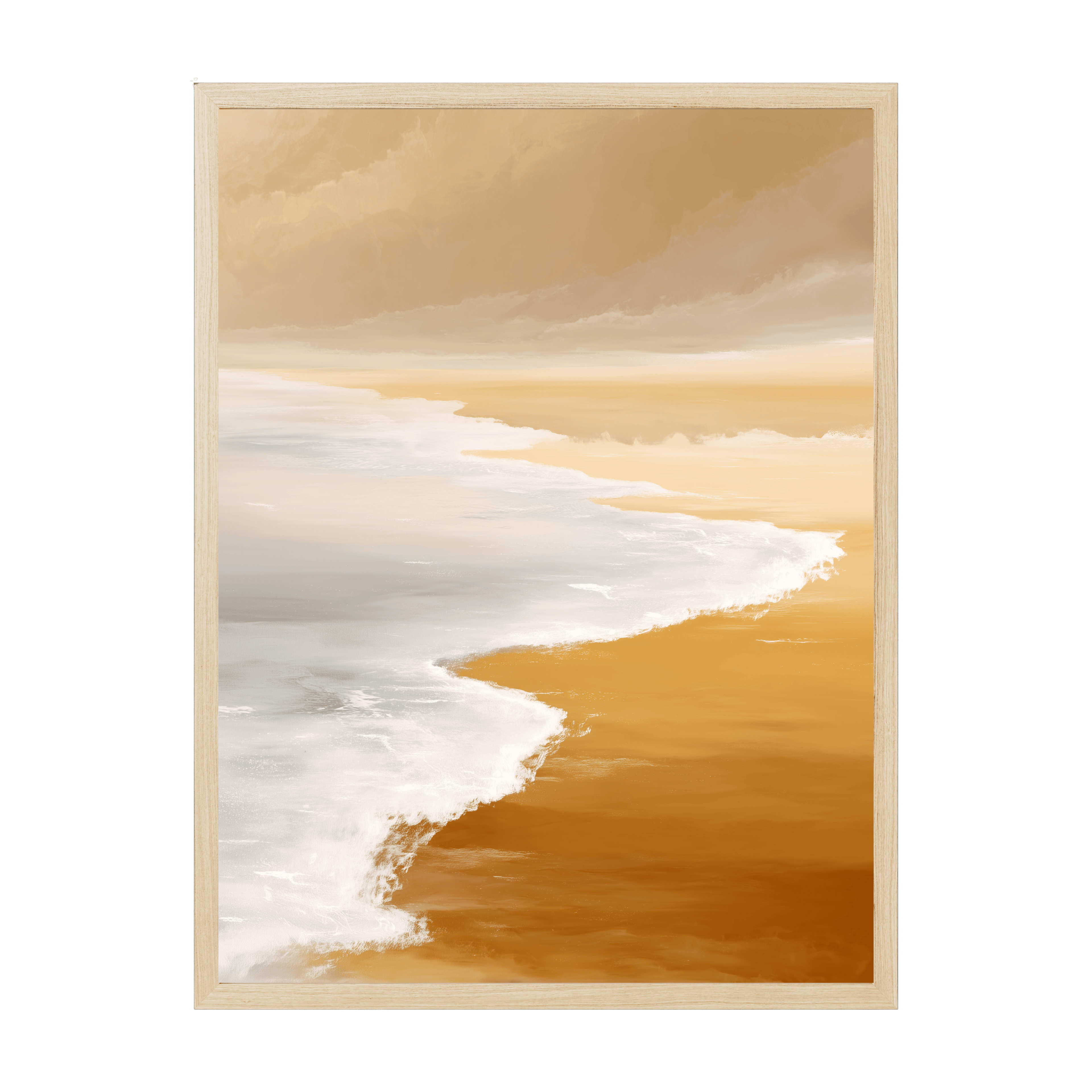 Japandi abstract art inspired by ocean foam and sand textures, soft neutral tones for peaceful minimalist home décor.