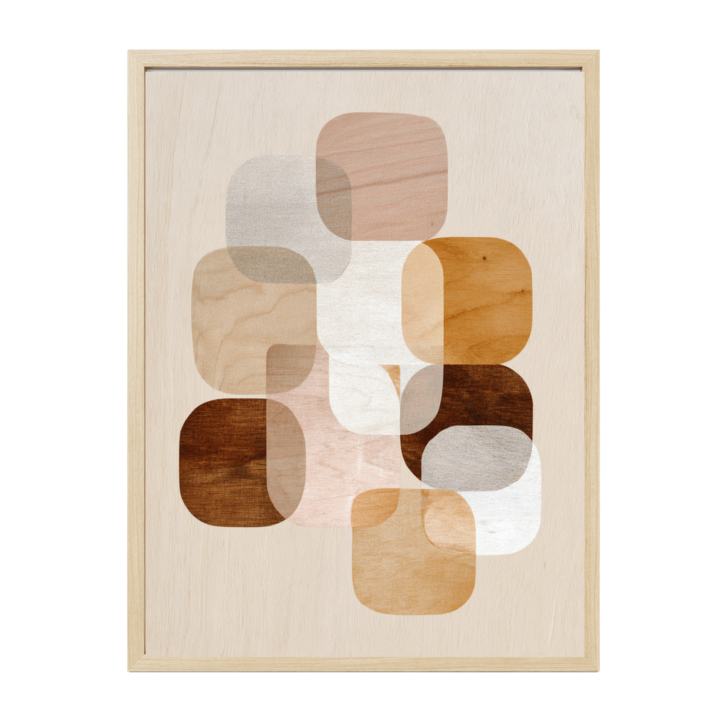 Scandi abstract art print featuring soft organic shapes and mellow neutral tones, perfect minimalist wall art for serene modern spaces.