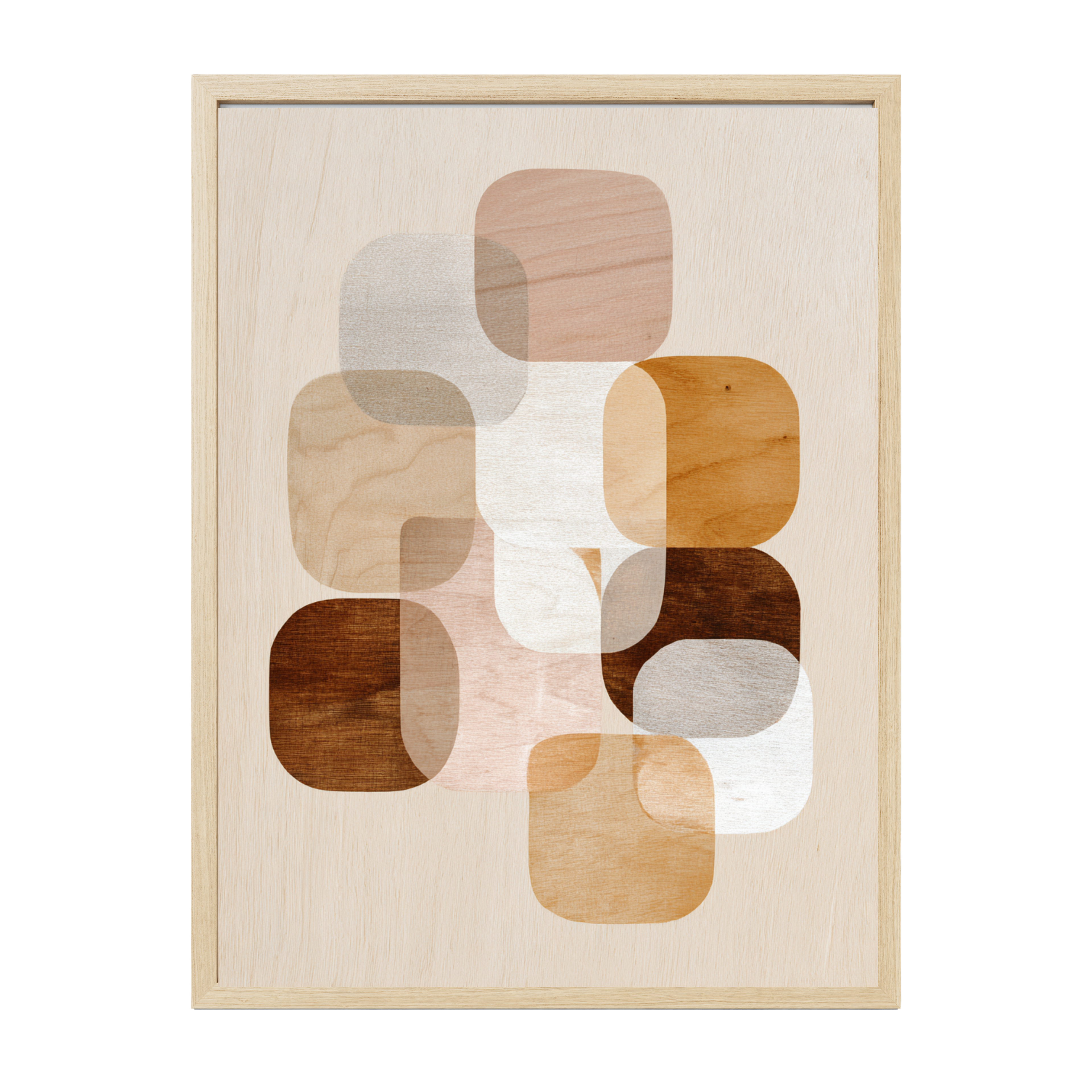 Scandi abstract art print featuring soft organic shapes and mellow neutral tones, perfect minimalist wall art for serene modern spaces.