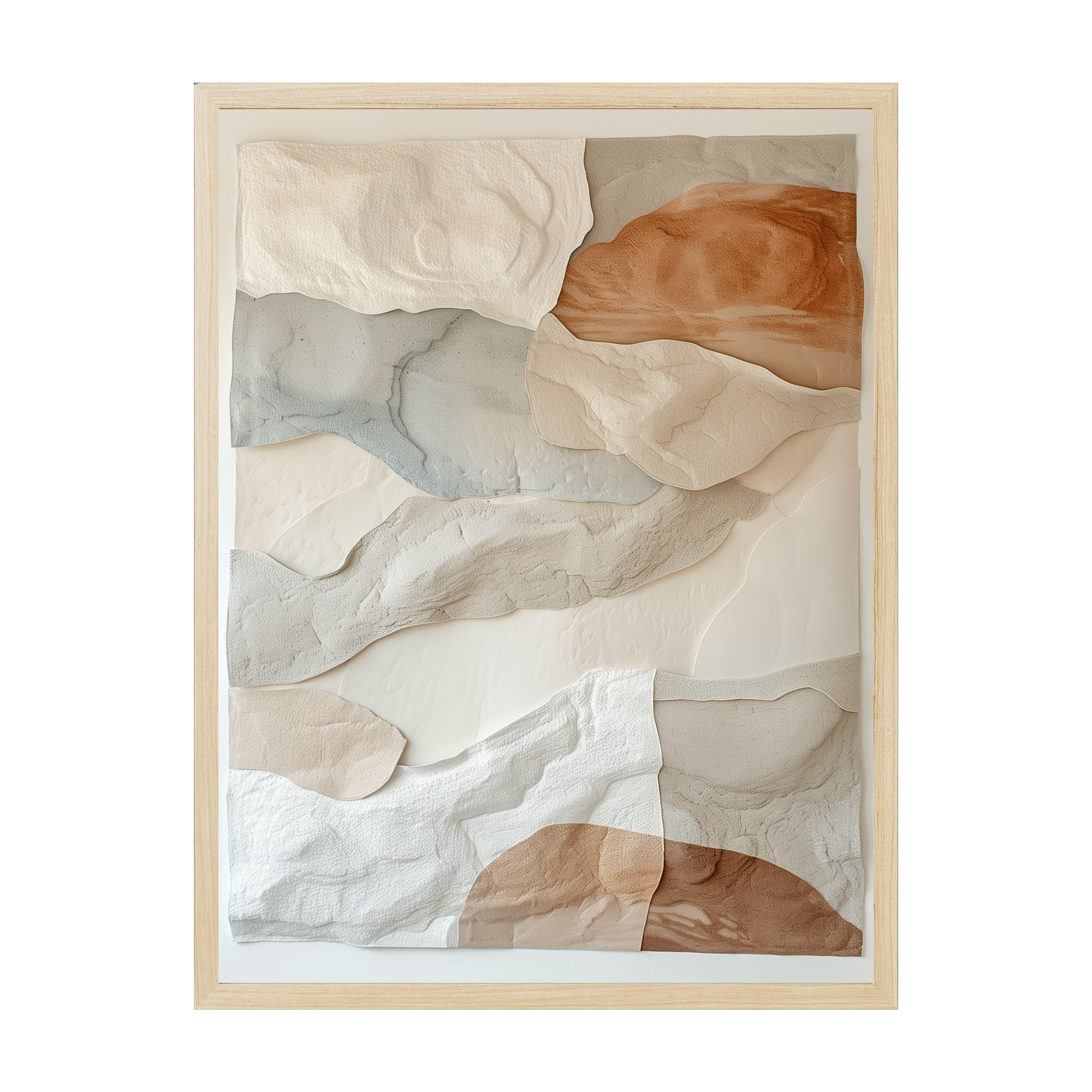 Scandi abstract art print with soft organic flowing shapes in warm neutrals, minimalist calming wall décor for modern serene spaces.