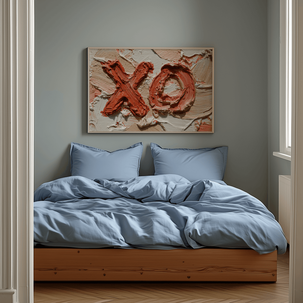 Abstract Art Print | Japandi | Passionate Kiss and Hug (24" x 36")