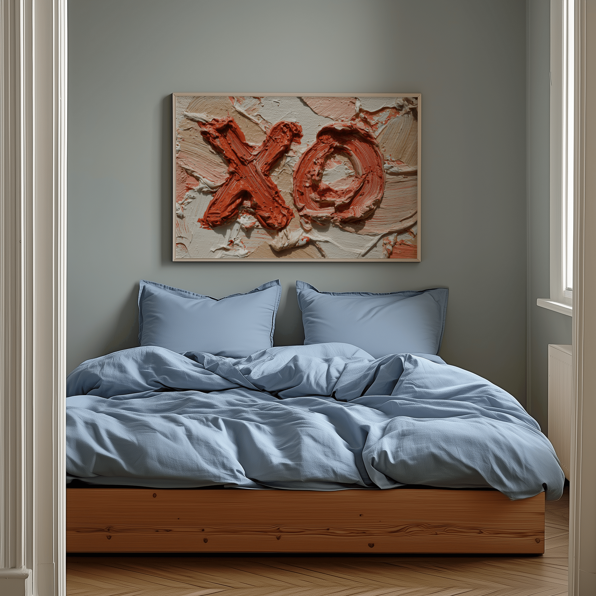 Abstract Art Print | Japandi | Passionate Kiss and Hug (24" x 36")