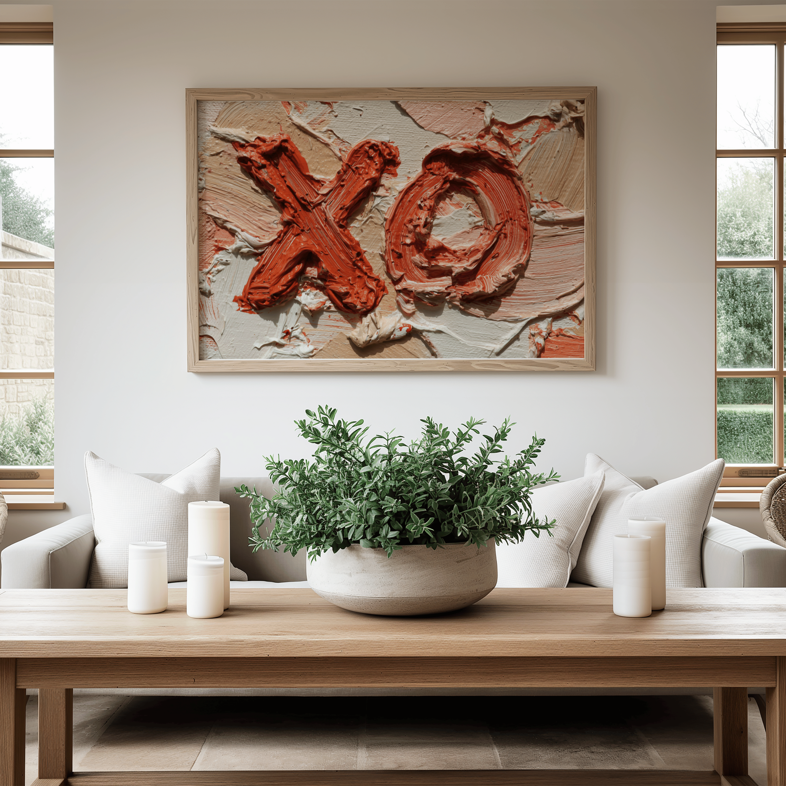 Abstract Art Print | Japandi | Passionate Kiss and Hug (24" x 36")