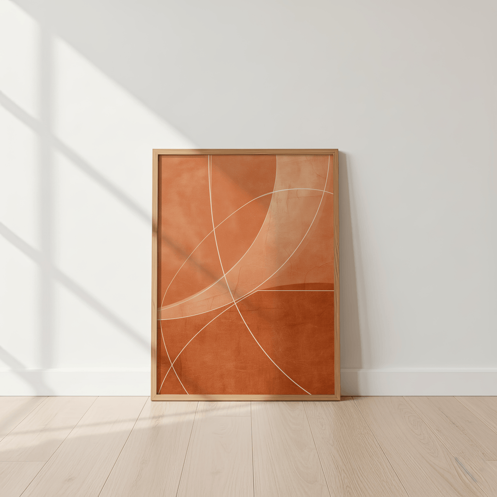 Abstract art piece with geometric design on a white wall