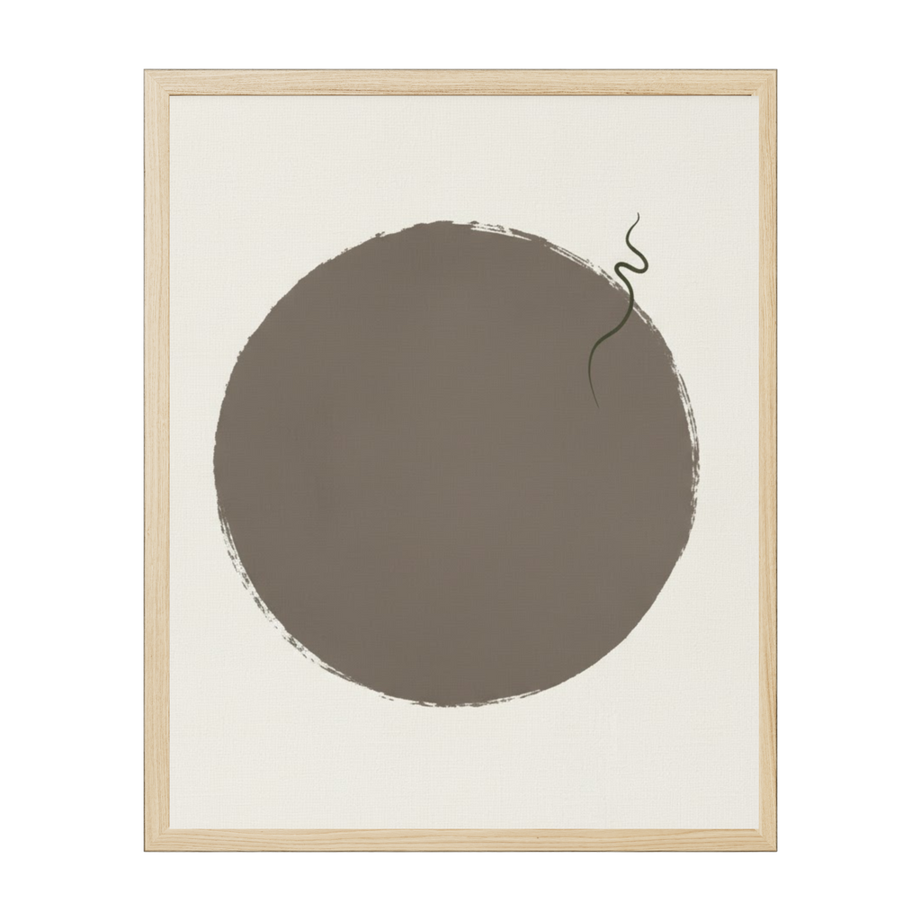 Japandi abstract art print featuring a soft neutral wabi-sabi circle, minimalist and calming wall art for serene modern interiors.